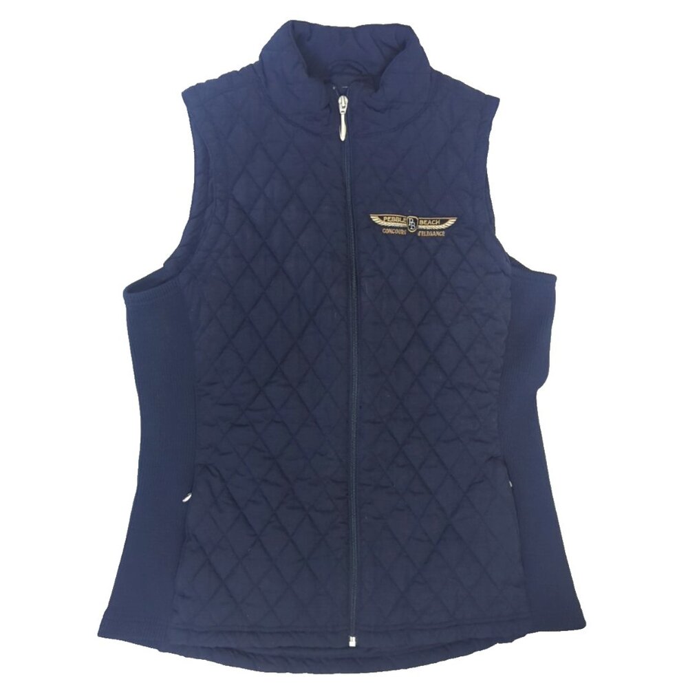 PEBBLE BEACH GOLF CLUB Womens Large Quilted Vest Full Zip Straight Down Blue